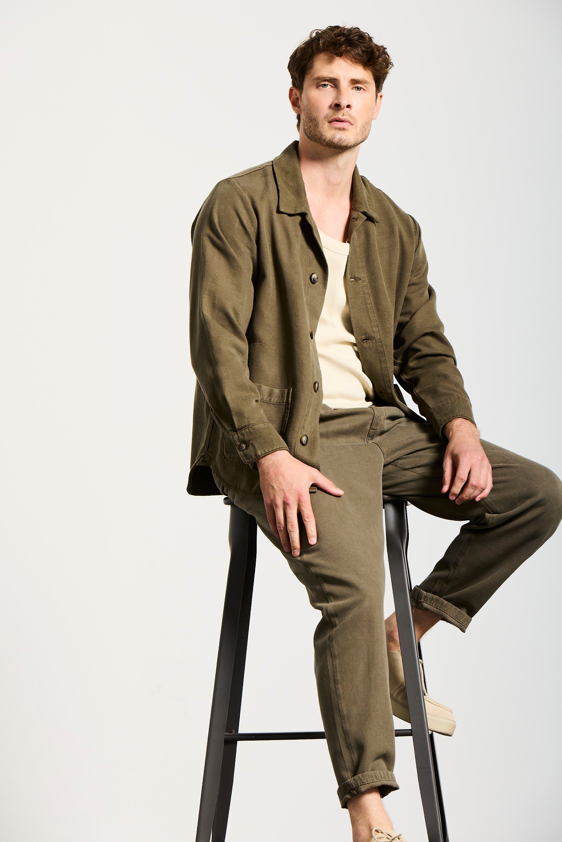 68 | THE WORKER JACKET | OLIVE GOLDGARN DENIM