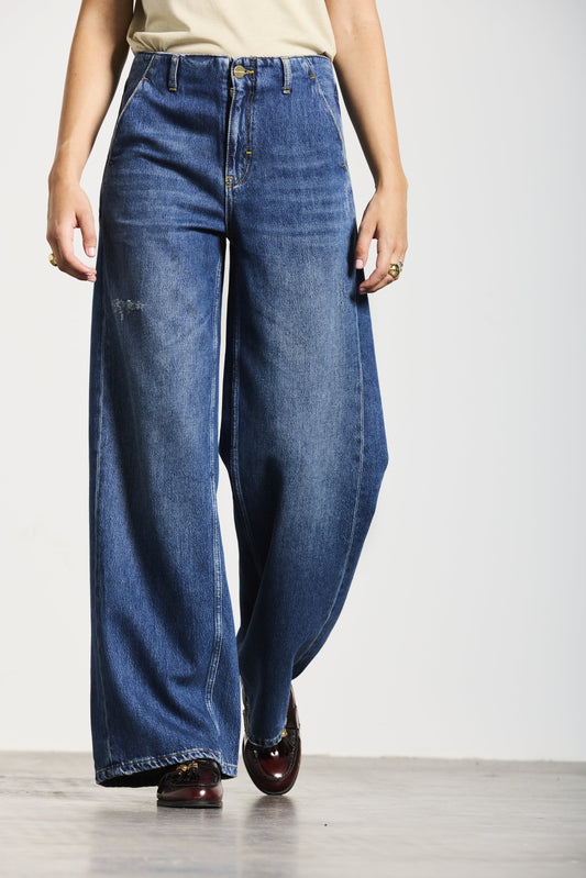 WALLSTADT | TWISTED WIDE LEG | VINTAGEBLUE GOLDGARN DENIM
