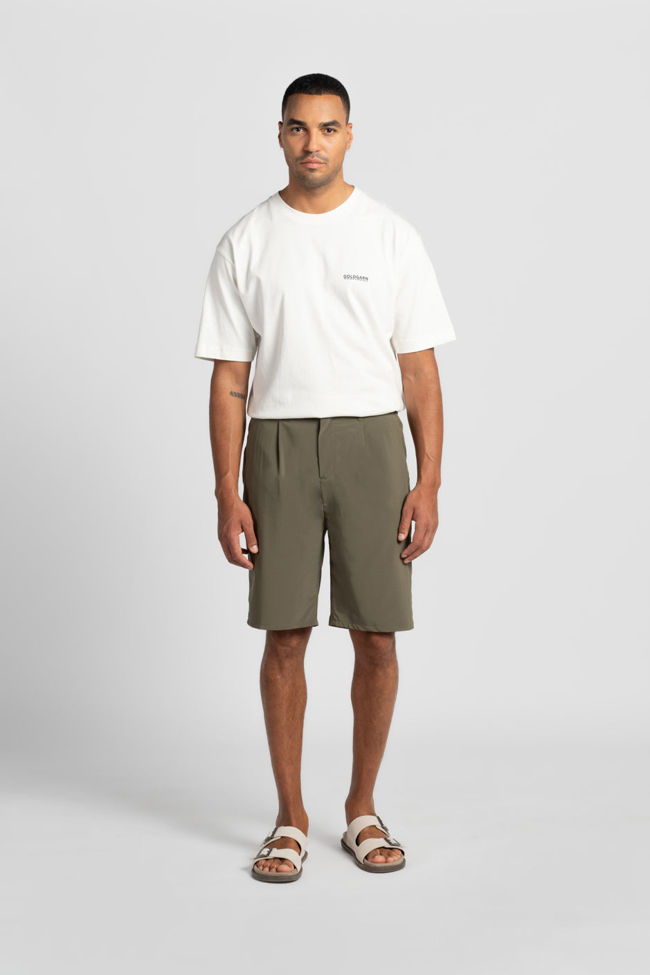 HAFEN | COOL SHORT | OLIVE GOLDGARN DENIM