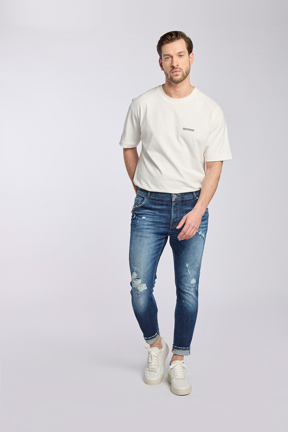 NECKARAU | TWISTED CROPPED | DARKBLUE GOLDGARN DENIM