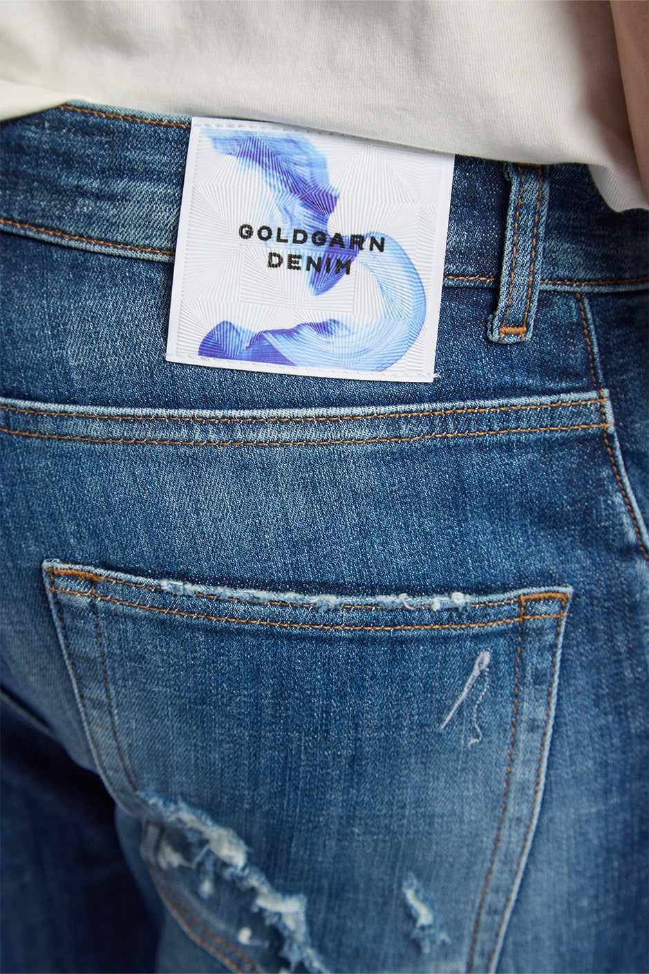 NECKARAU | TWISTED CROPPED | DARKBLUE GOLDGARN DENIM