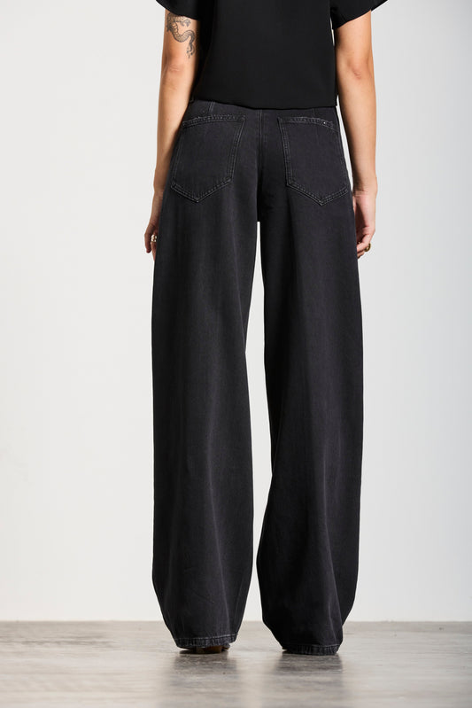 WALLSTADT | TWISTED WIDE LEG | VINTAGEBLACK GOLDGARN DENIM