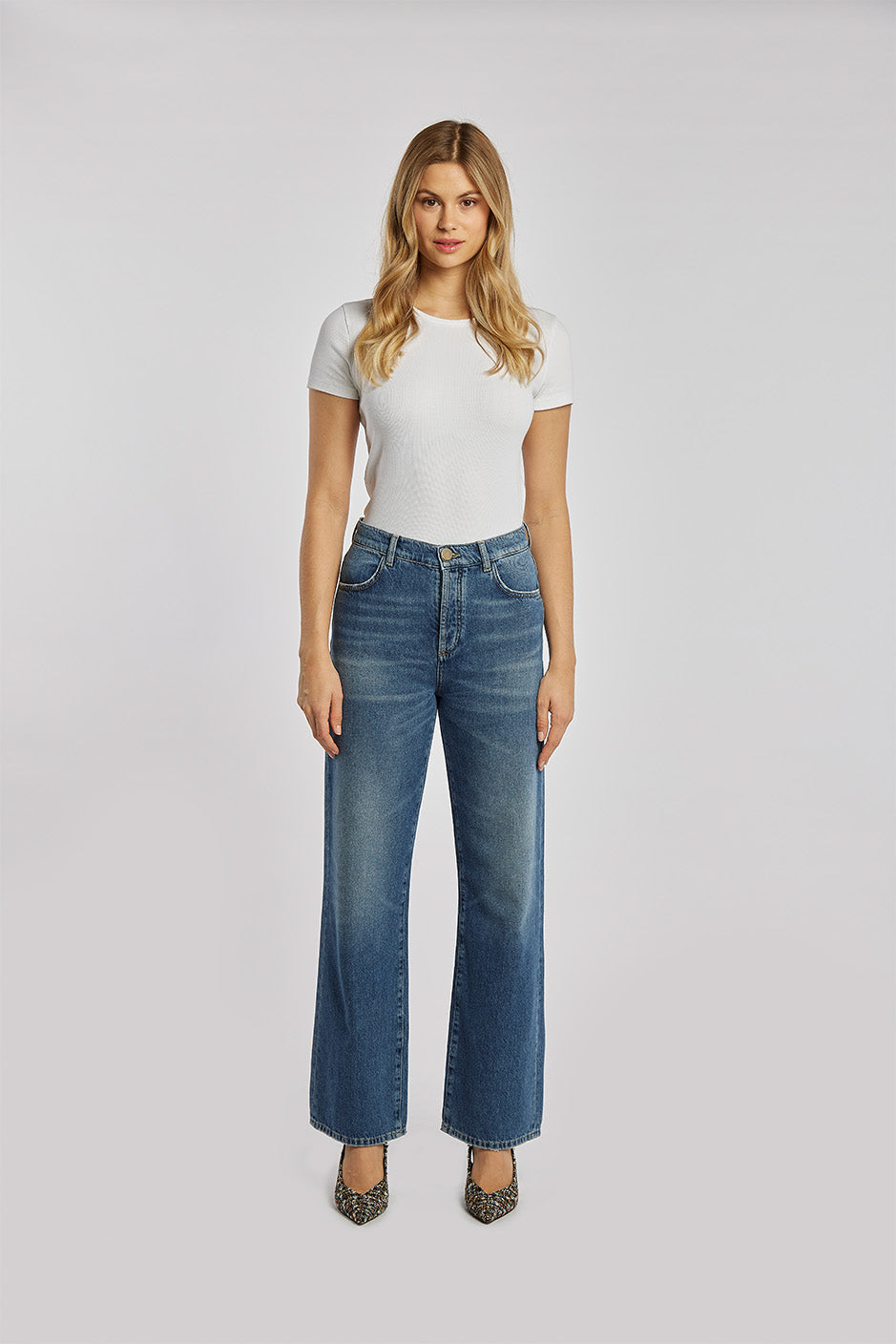 LUISENPARK | STRAIGHT | MIDBLUE GOLDGARN DENIM