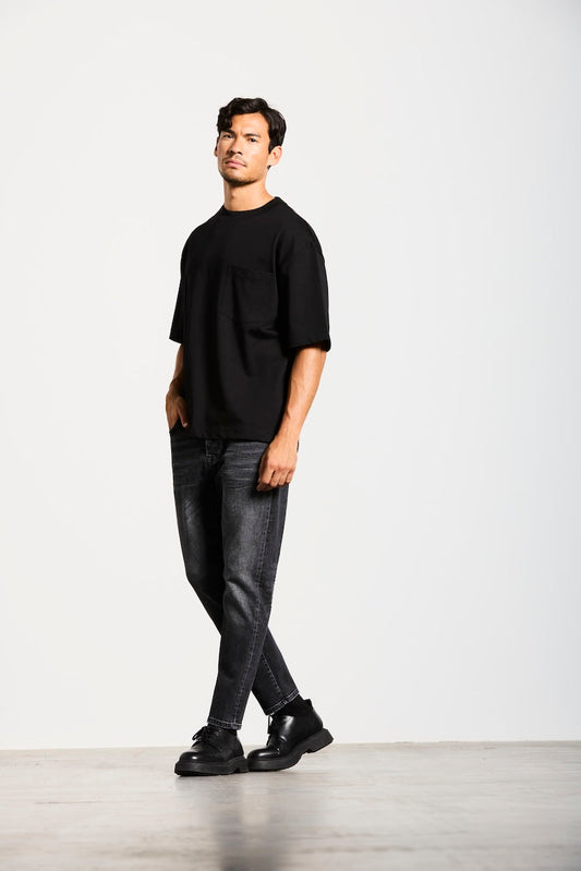 RHEINAU | RELAXED CROPPED | VINTAGEBLACK GOLDGARN DENIM